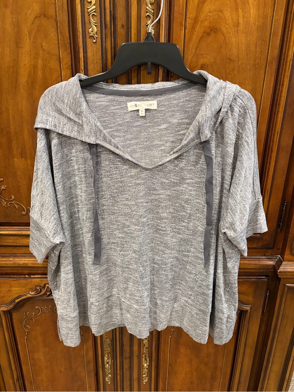 LOFT Lou and Grey Heather Gray Lightweight Hooded Dolman Sleeve Pullover